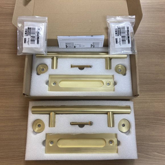 Rio Salto Other - Rio Salto 12-Inch Brushed Gold Barn Door Handle Kit & 2 Alise Home Gate Latch